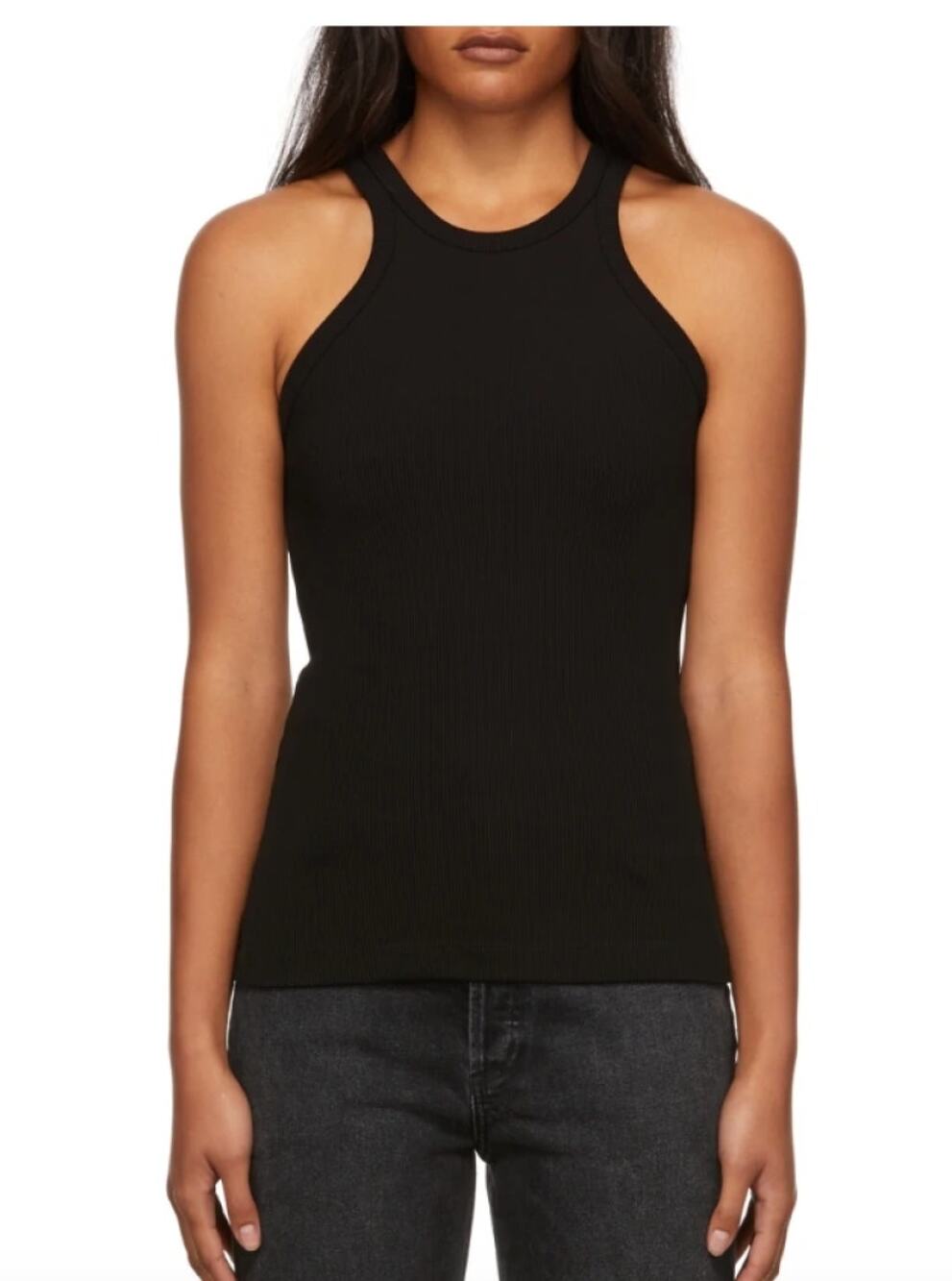 Goldsign High Neck Ribbed Tank Top Laurel Stretch Jersey Black Size Small S